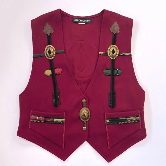 Vintage Women’s Coloratura Tribal 100% Wool Vest (Medium) - Picture 1 of 6